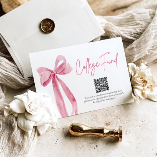 Moderner Rosa Bow QR Uni Fund Abschluss Begleitkarte