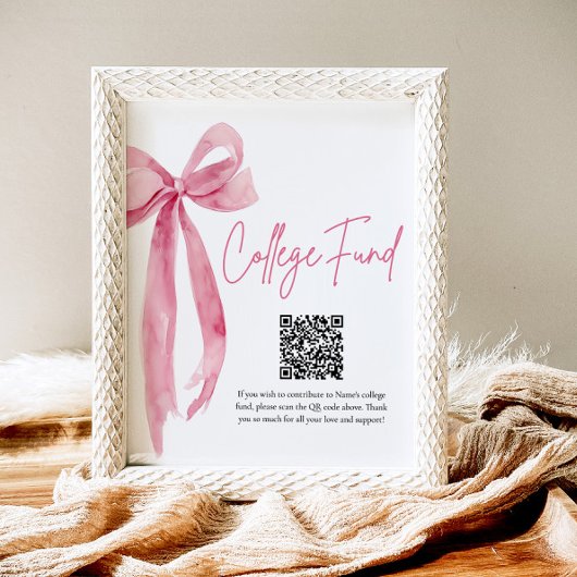 Moderner Rosa Bow QR Uni Fund Abschluss Poster