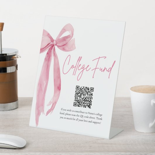 Moderner Rosa Bow QR Uni Fund Abschluss Sockelschild (In SItu)