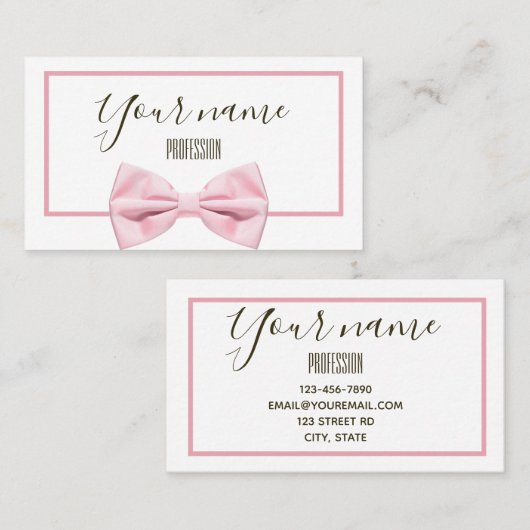 Moderner rosa Bow Stilvoll einfach Visitenkarte (Vorne/Hinten)