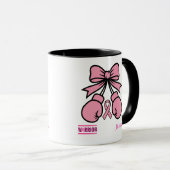 Moderner rosa Brustkrebs Krieger-Individuelle Name Tasse (VorderseiteRechts)