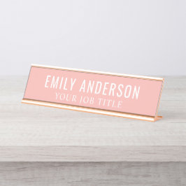 Moderner rosa Büroangestellter Schreibtischnamensplakette