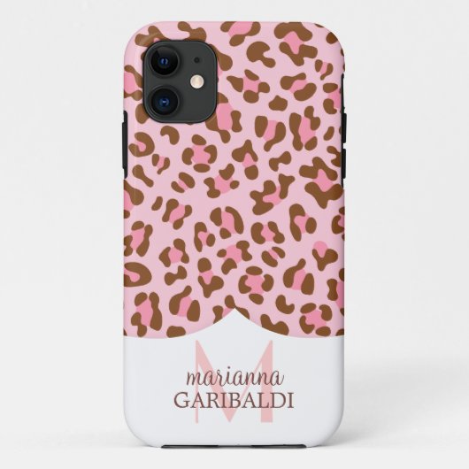 Moderner rosa Choco Leopard-Druck-Girly Case-Mate iPhone Hülle (Rückseite)