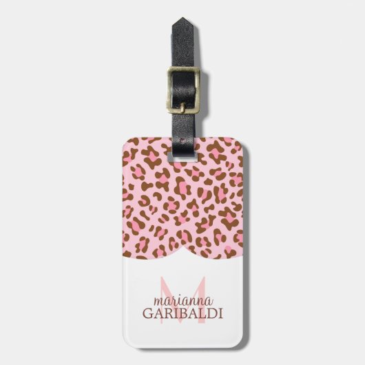 Moderner rosa Choco Tierdruck-Girly Gepäckanhänger (Vorderseite vertikal)