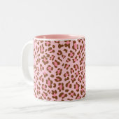 Moderner rosa Choco Tierdruck Girly Zweifarbige Tasse (Vorderseite Links)