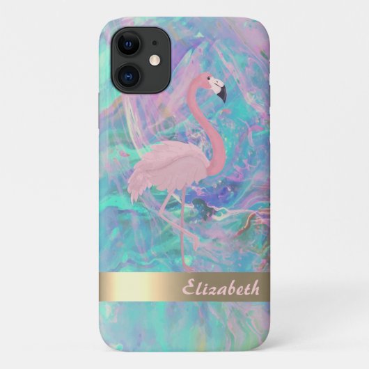 Moderner Rosa Flamingo Opal Irisierend Case-Mate iPhone Hülle (Rückseite)