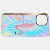 Moderner Rosa Flamingo Tie Dye iPhone Hülle (Rückseite (Horizontal))