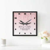 Moderner rosa flüssiger Glitzer u. Eyelashes Quadratische Wanduhr (Zuhause)