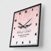 Moderner rosa flüssiger Glitzer u. Eyelashes Quadratische Wanduhr (Winkel)
