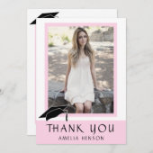 Moderner rosa Foto Abschluss Dankeskarte (Vorne/Hinten)