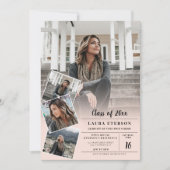Moderner, rosa Foto-Abschluss Einladung (Vorderseite)