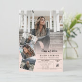 Moderner, rosa Foto-Abschluss Einladung (Stehend Vorderseite)