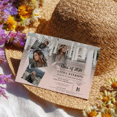 Moderner, rosa Foto-Abschluss Einladung