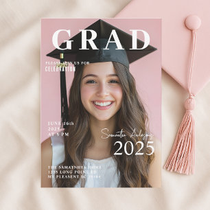Moderner rosa Foto Abschluss   Klasse 2025 Einladung
