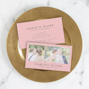 Moderner rosa Fotograf zwei Foto Visitenkarte