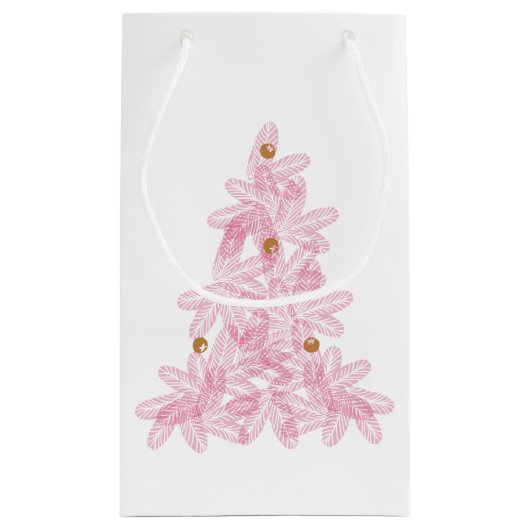 Moderner rosa froher Weihnachtsbaum Kleine Geschenktüte (Rückseite)