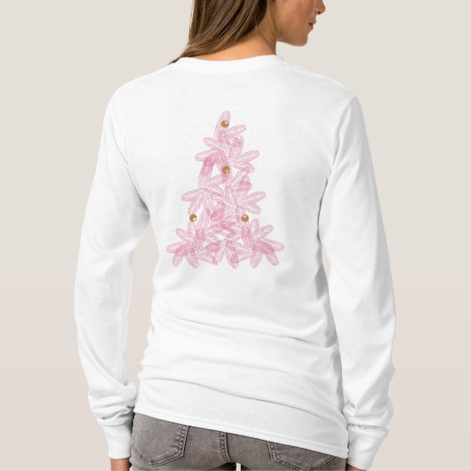 Moderner rosa froher Weihnachtsbaum T-Shirt (Rückseite)