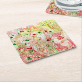 Moderner rosa, gelb-gelber Marmor Abstrakt aussehe Rechteckiger Pappuntersetzer (angewinkelt)