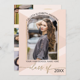 Moderner rosa geometrischer Foto Abschluss Ankündigung