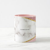 Moderner rosa geometrischer Marmor Personalisiert Tasse (Zentrum)