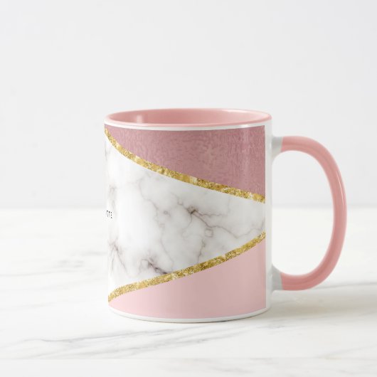Moderner rosa geometrischer Marmor Personalisiert Tasse (Rechts)