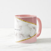 Moderner rosa geometrischer Marmor Personalisiert Tasse (VorderseiteRechts)