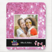 Moderner rosa Glitzer Bester Freund individuell an Mousepad (Vorne)