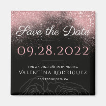 Moderner rosa Glitzer Chic Quinceañera Save the Da