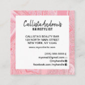 Moderner Rosa Glitzer Flüssig-Marmor-Haarstylist Quadratische Visitenkarte (Rückseite)