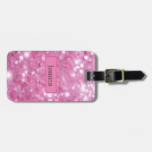 Moderner rosa Glitzer Gepäckanhänger (Vorderseite horizontal)