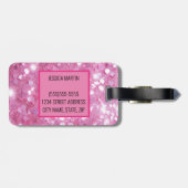 Moderner rosa Glitzer Gepäckanhänger (Rückseite horizontal)