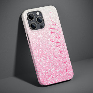 Moderner rosa Glitzer Girly Chic Personalisierter  Case-Mate iPhone 14 Hülle