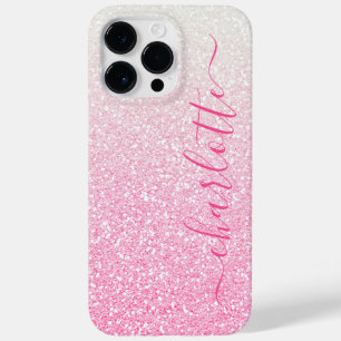 Moderner rosa Glitzer Girly Chic Personalisierter  Case-Mate iPhone 14 Pro Max Hülle