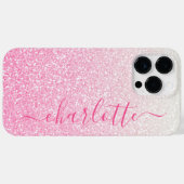 Moderner rosa Glitzer Girly Chic Personalisierter Case-Mate iPhone Hülle (Rückseite (Horizontal))