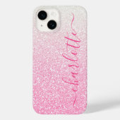 Moderner rosa Glitzer Girly Chic Personalisierter Case-Mate iPhone Hülle (Rückseite)