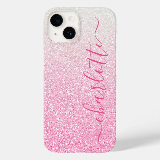 Moderner rosa Glitzer Girly Chic Personalisierter Case-Mate iPhone Hülle (Rückseite)