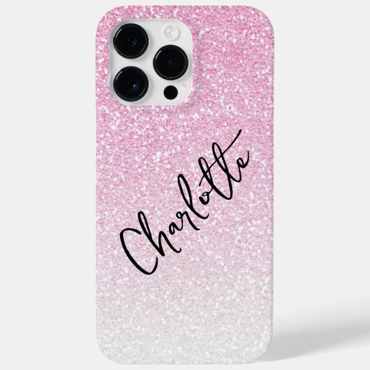 Moderner rosa Glitzer Girly Chic Personalisierter Case-Mate iPhone Hülle (Rückseite)