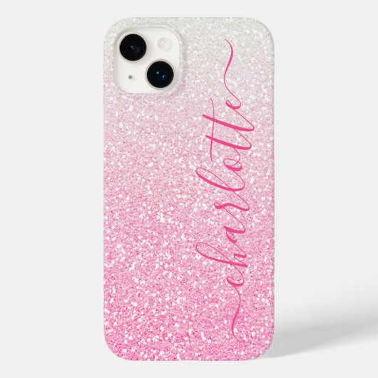 Moderner rosa Glitzer Girly Chic Personalisierter Case-Mate iPhone Hülle (Rückseite)