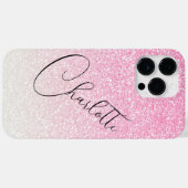 Moderner rosa Glitzer Girly Chic Personalisierter  Case-Mate iPhone Hülle (Rückseite (Horizontal))
