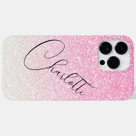 Moderner rosa Glitzer Girly Chic Personalisierter  Case-Mate iPhone Hülle (Rückseite (Horizontal))