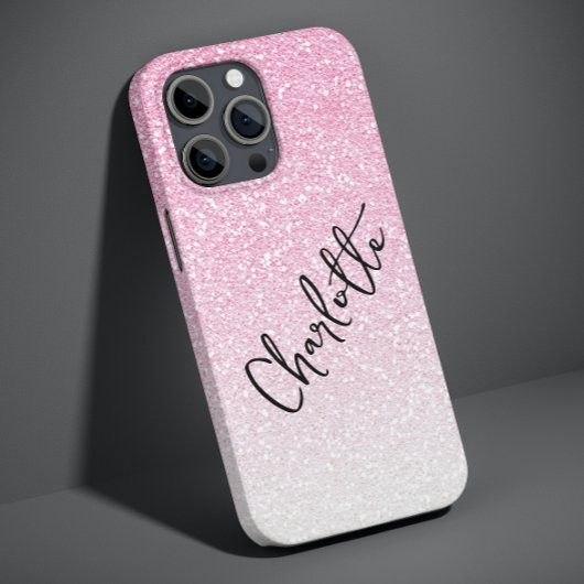 Moderner rosa Glitzer Girly Chic Personalisierter  Case-Mate iPhone Hülle