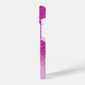 Moderner rosa Glitzer Girly Mit Monogramm iPhone Hülle (Linke Seite)