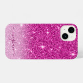 Moderner rosa Glitzer Girly Mit Monogramm iPhone Hülle (Rückseite (Horizontal))