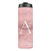 Moderner Rosa Glitzer Girly Monogram Name Th Thermosbecher (Vorderseite)