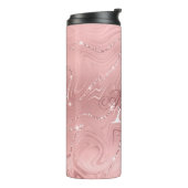 Moderner Rosa Glitzer Girly Monogram Name Th Thermosbecher (Nach links gedreht)