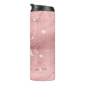 Moderner Rosa Glitzer Girly Monogram Name Th Thermosbecher (Nach rechts gedreht)