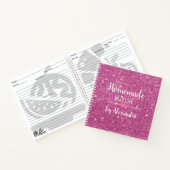 Moderner rosa Glitzer hausgemacht mit Liebe Notebo Notizblock (Innenseite)