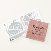 Moderner Rosa Glitzer Hausgemacht mit Liebe Notizblock (Innenseite)