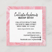 Moderner rosa Glitzer Liquid Marble Nail Tech Quadratische Visitenkarte (Rückseite)