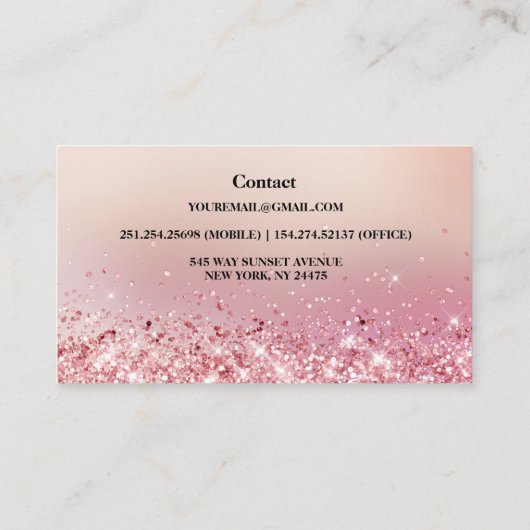 Moderner Rosa Glitzer Loan Signing Agent Visitenkarte (Rückseite)